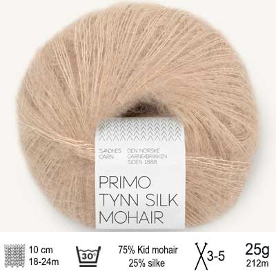 Primo Tynd Silk Mohair garn fra Sandnes Garn Lys beige