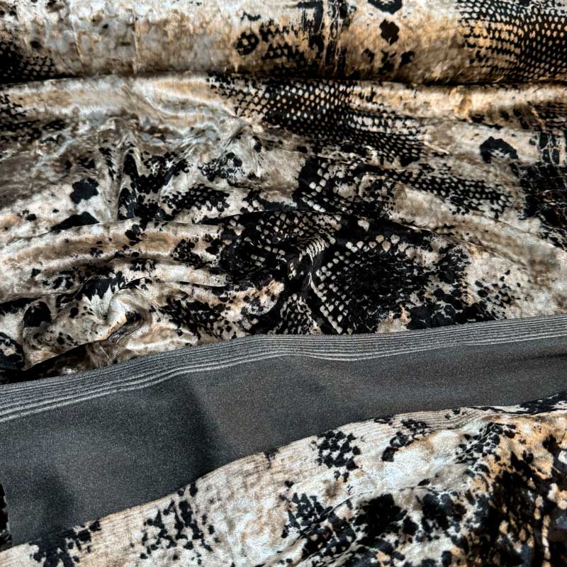 Printet stræk velour - KreStoffer