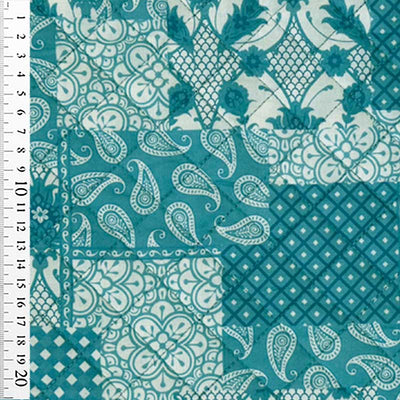 Quilt med mørk aqua patchwork