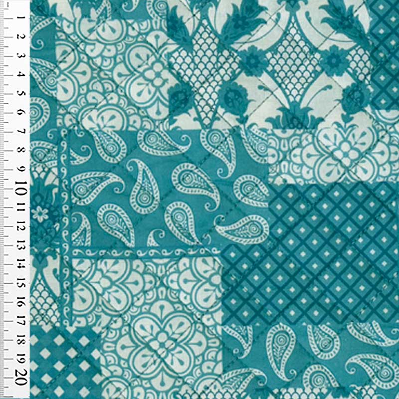 Quilt med mørk aqua patchwork