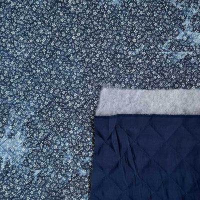 Quilt med blomster, blå - KreStoffer