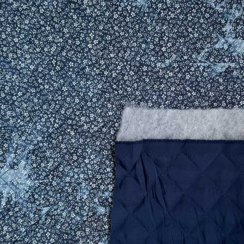 Quilt med blomster, blå - KreStoffer