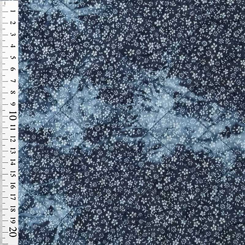 Quilt med blomster, blå - KreStoffer