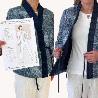 Quilt med blomster, blå - KreStoffer