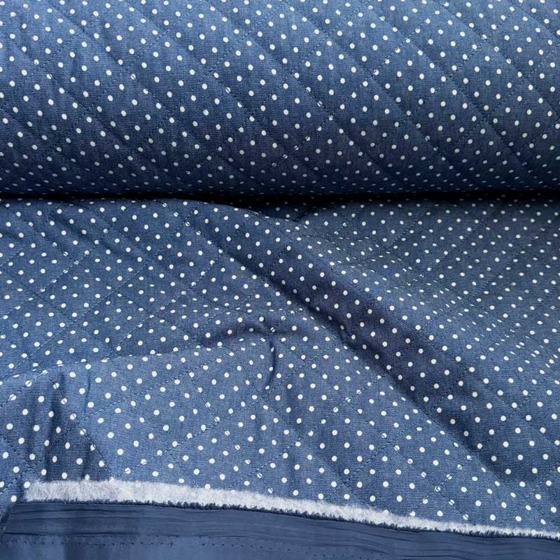 Quiltet denim med prikker - KreStoffer