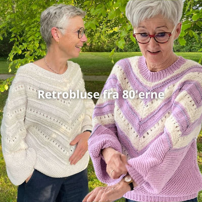 Retro strikbluse med skråstriber fra 80'erne
