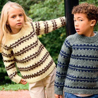 Strikkekit Ridge Sweater Junior 2513-3A i Atlas og Børstet Alpakka