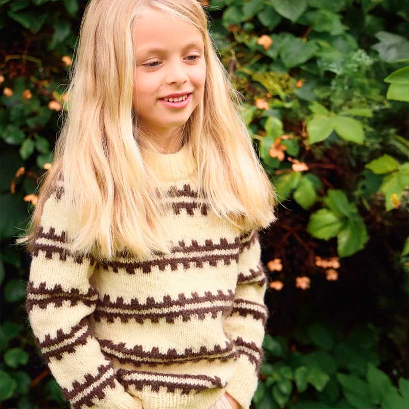 Strikkekit Ridge Sweater Junior 2513-3A i Atlas og Børstet Alpakka