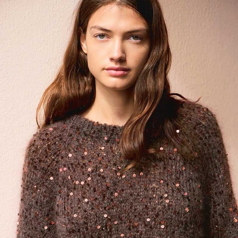 Strikkekit Rookie Sweater 25_06 i Ballerina Chunky Mohair og Paljett garn