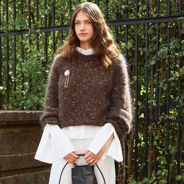 Strikkekit Rookie Sweater 25_06 i Ballerina Chunky Mohair og Paljett garn