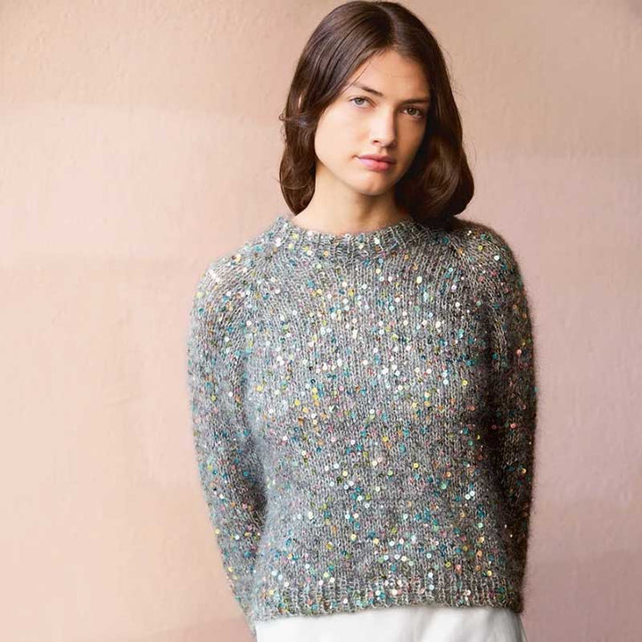 Strikkekit Rookie Sweater 25_06 i Ballerina Chunky Mohair og Paljett garn