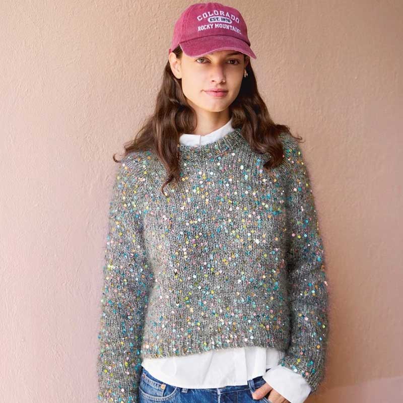 Strikkekit Rookie Sweater 25_06 i Ballerina Chunky Mohair og Paljett garn