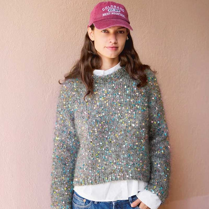 Strikkekit Rookie Sweater 25_06 i Ballerina Chunky Mohair og Paljett garn