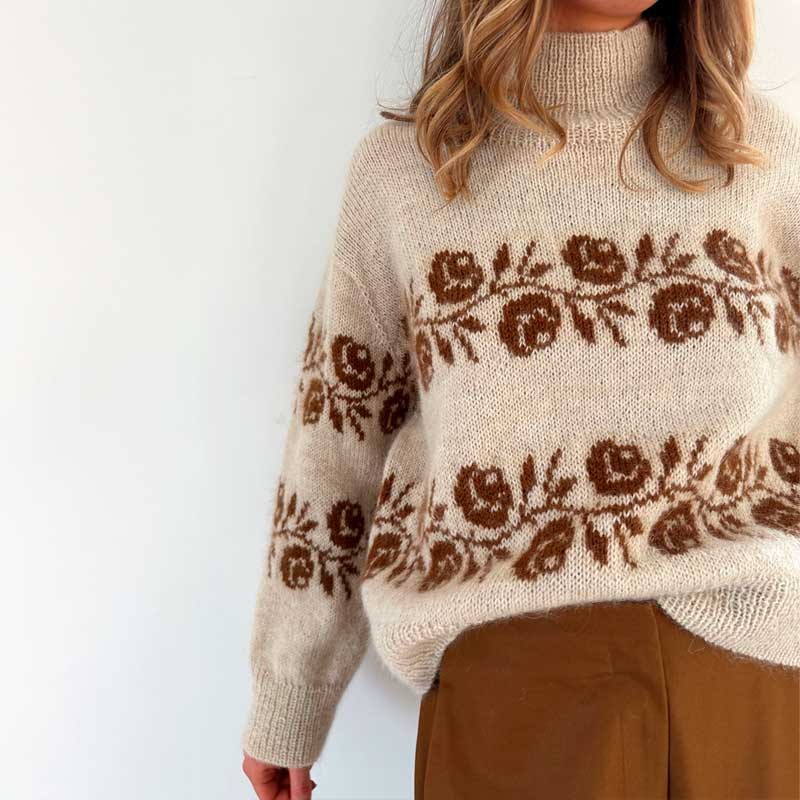 Strikkekit Rosie sweater fra Le Knit i Tynd Peer Gynt og Tynd Silk Mohair