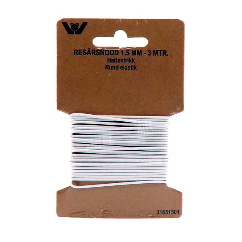Rund elastik 1,5 mm, hvid