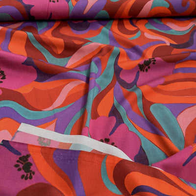 Satin med abstrakt blomster mønster - KreStoffer