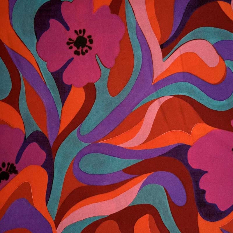 Satin med abstrakt blomster mønster - KreStoffer