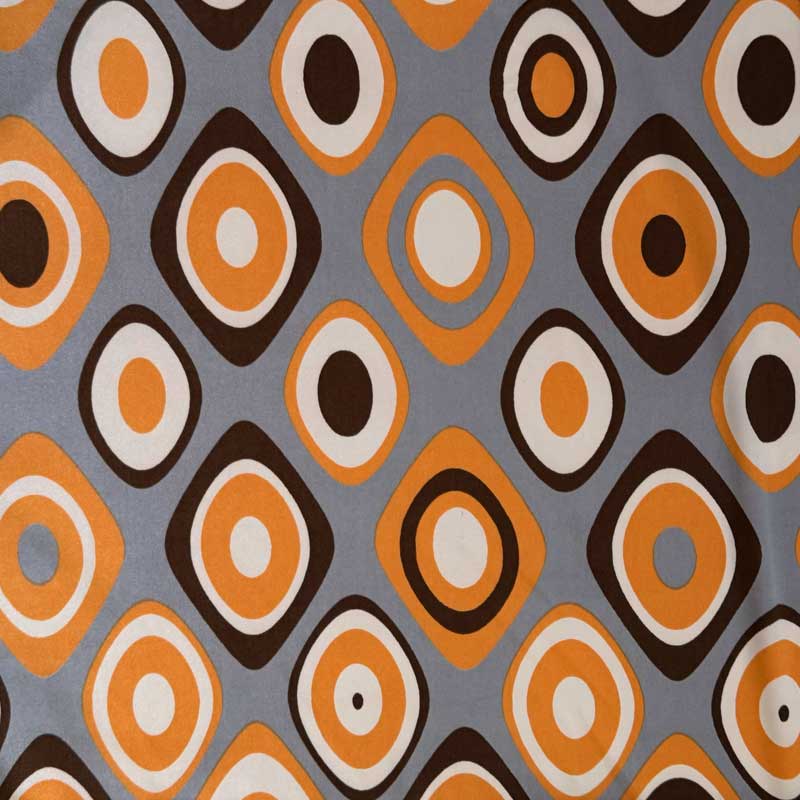 Satin med retro cirkler, orange - KreStoffer
