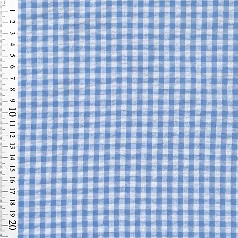 Ternet seersucker i blå/hvid