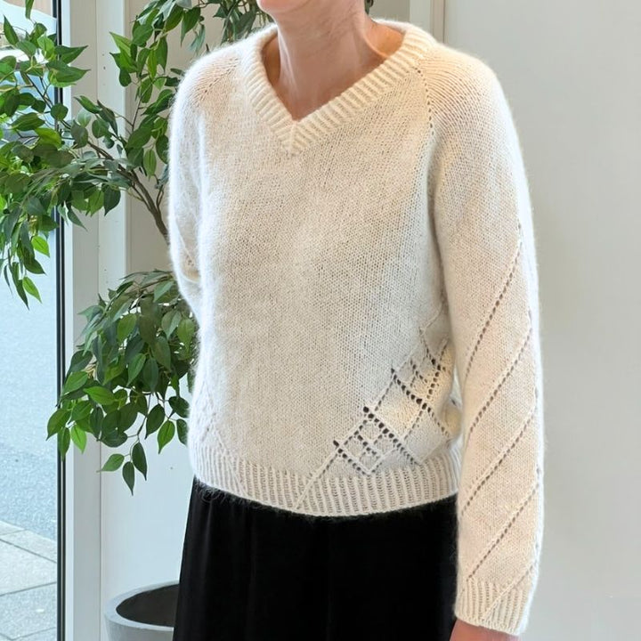Diamond Line Sweater V-neck fra Siersknit i Sunday &amp; Tynd Silk Mohair