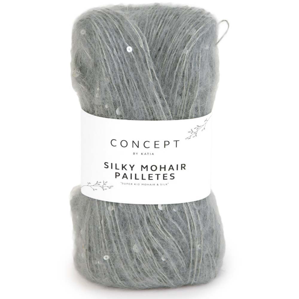 Silky Mohair Paillettes garn fra Concept by Katia Grå