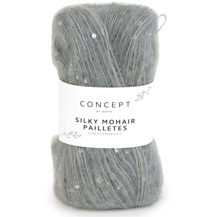 Silky Mohair Paillettes garn fra Concept by Katia Grå
