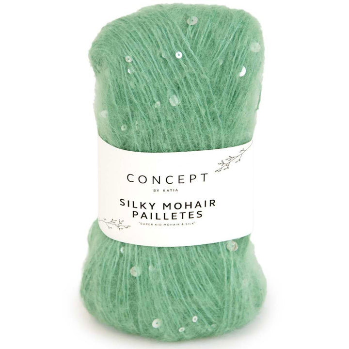Silky Mohair Paillettes garn fra Concept by Katia Mintgrøn