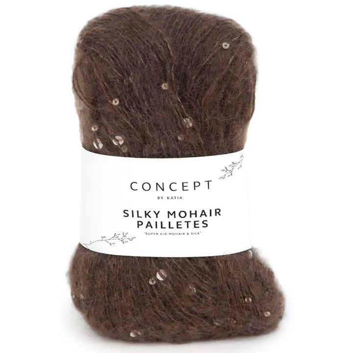 Silky Mohair Paillettes garn fra Concept by Katia Chokoladebrun