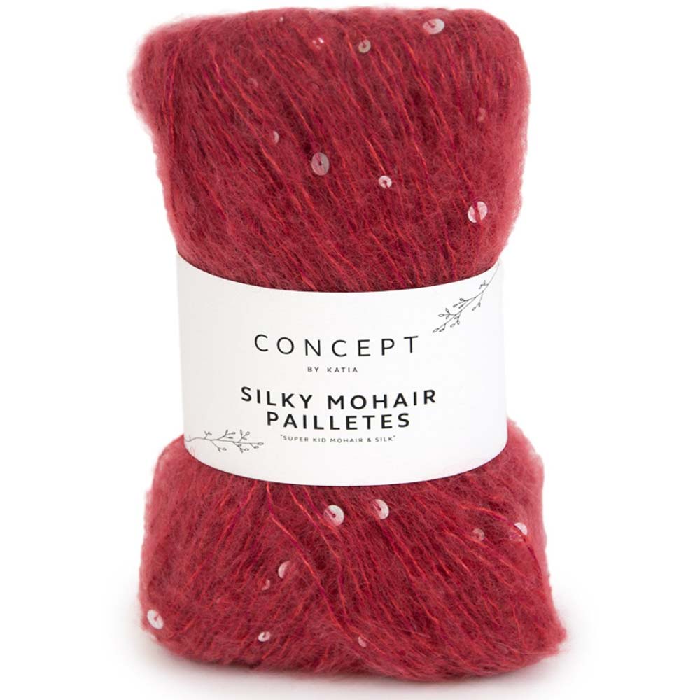 Silky Mohair Paillettes garn fra Concept by Katia Blodrød