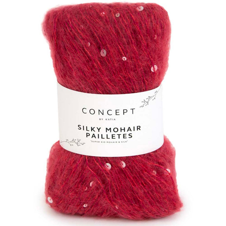 Silky Mohair Paillettes garn fra Concept by Katia Blodrød