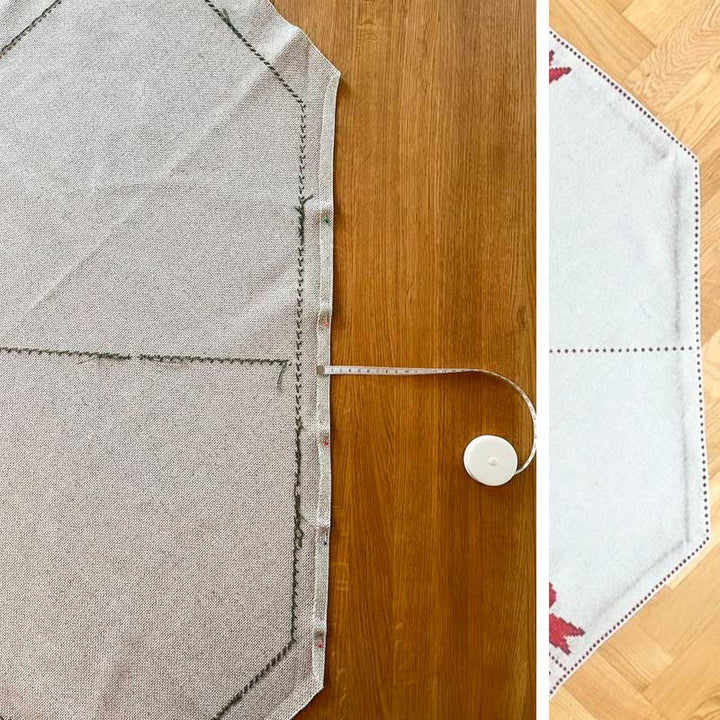 Broderikit Sløjfer ottekantet juletræstæppe fra Pomp Stitch