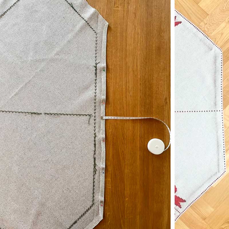 Broderikit Sløjfer ottekantet juletræstæppe fra Pomp Stitch