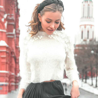 Strikkekit Snowberry Sweater i Tynd Silk Mohair fra Sandnes