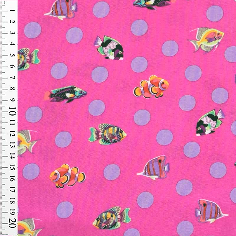 Tula Pink floral reef dot fast bomuld i pink