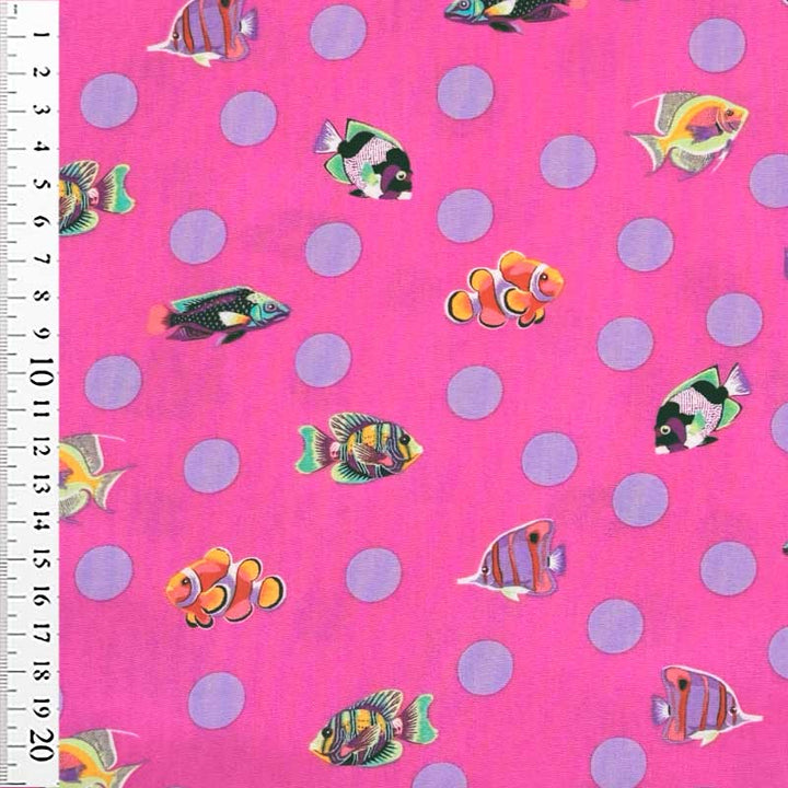 Tula Pink floral reef dot fast bomuld i pink
