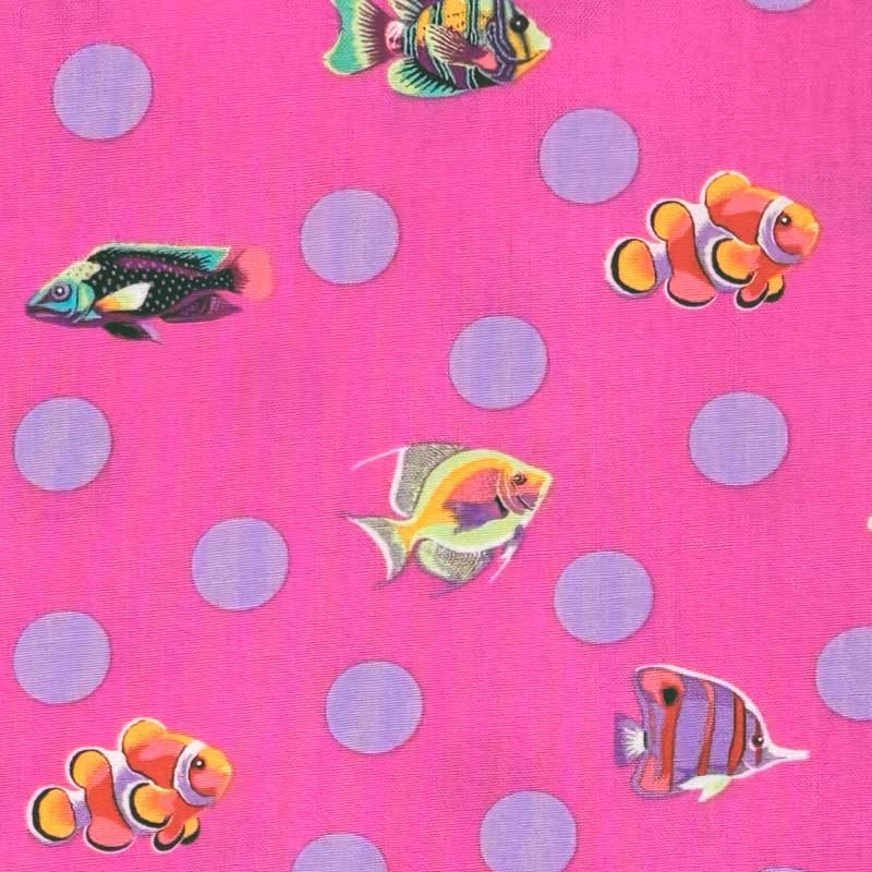 Tula Pink floral reef dot fast bomuld i pink