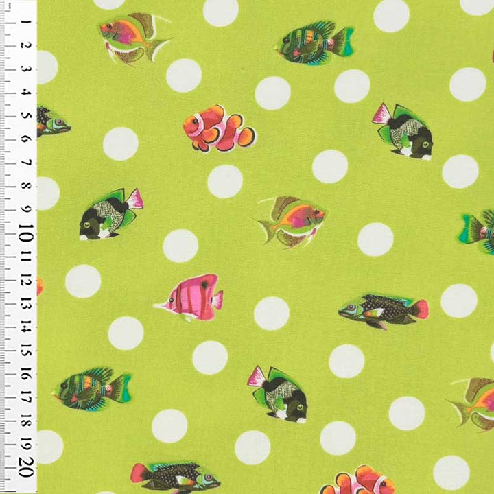 Tula Pink floral reef dot fast bomuld i søgrøn