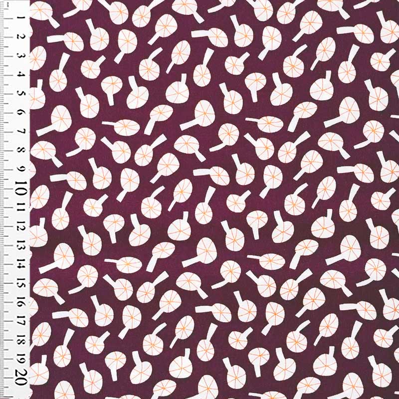 Fast bomuld med Costa Blanca bordeaux fra Cotton &amp; Steel