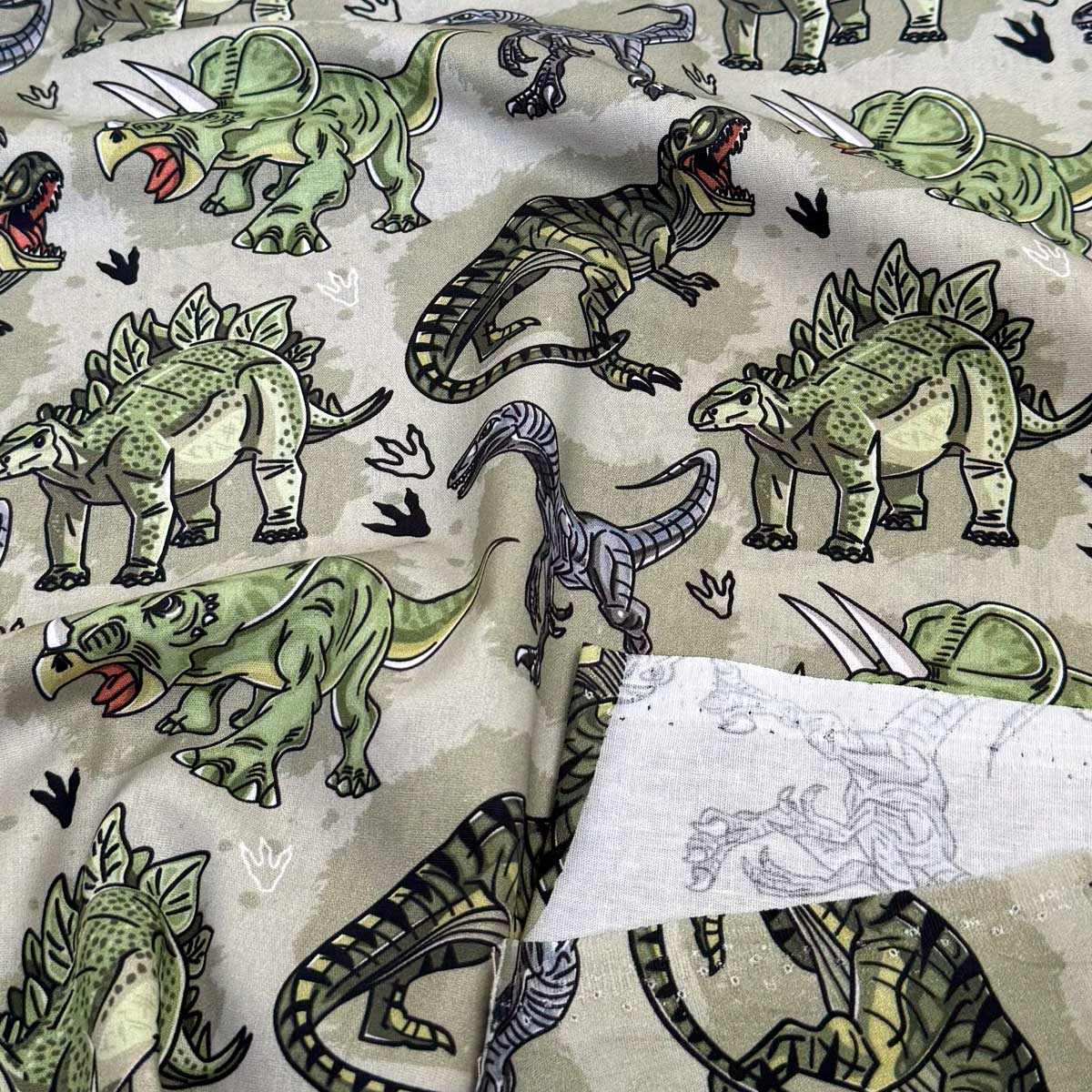 Fast bomuld med Dinosaur