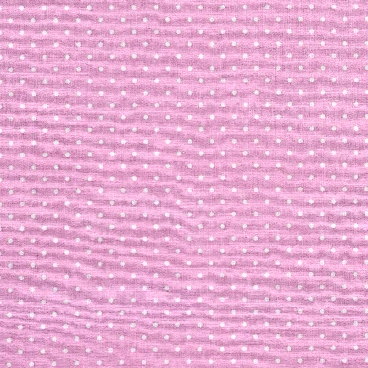 Fast bomuld med hvide prikker i pink