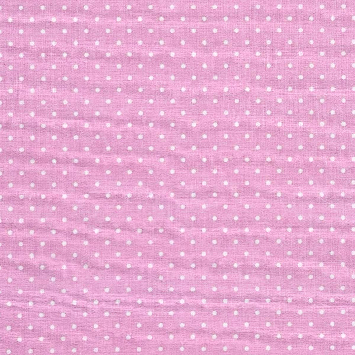 Fast bomuld med hvide prikker i pink