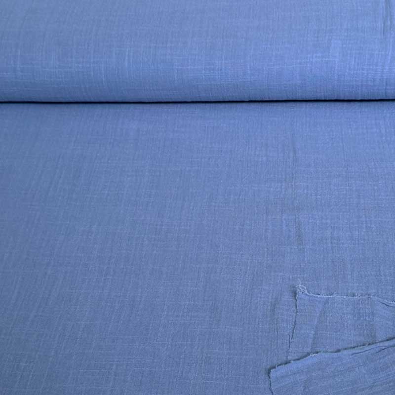 Løsvævet bomuld med slub effekt blå