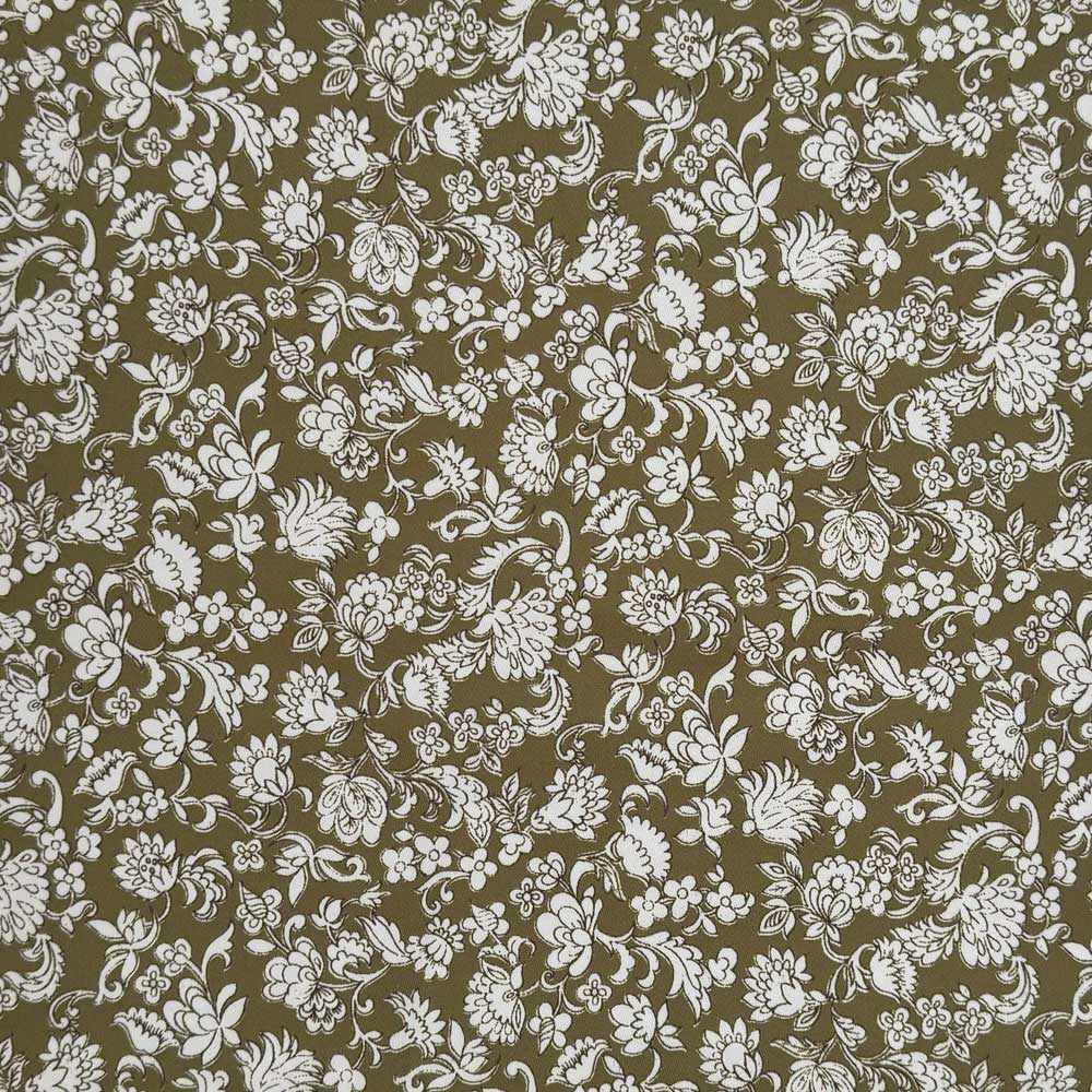 Twill med blomster på oliven bund