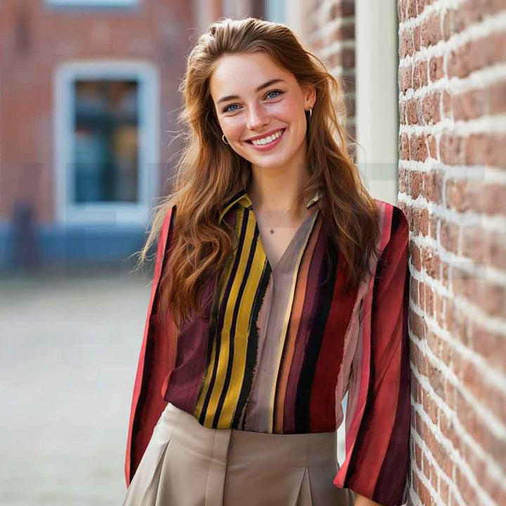 Fast digital stof med multicolour brede striber