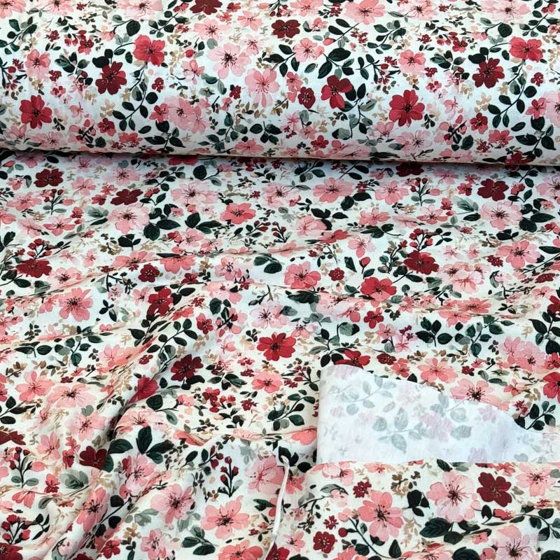 Bomuldsjersey med romantiske blomster