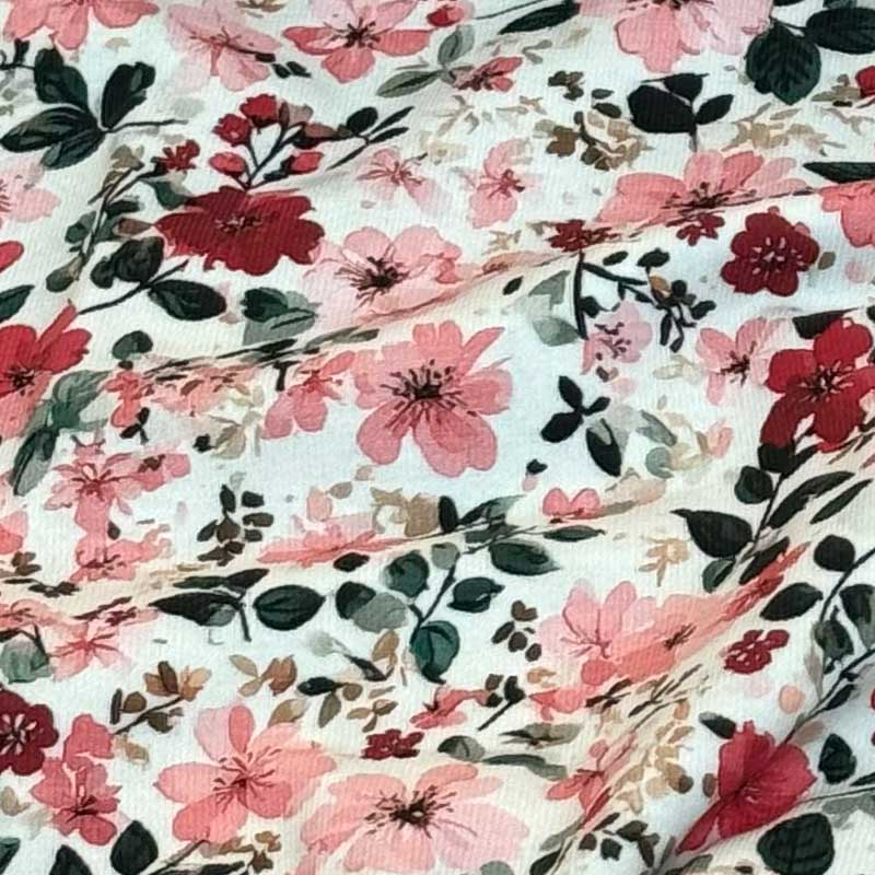 Bomuldsjersey med romantiske blomster
