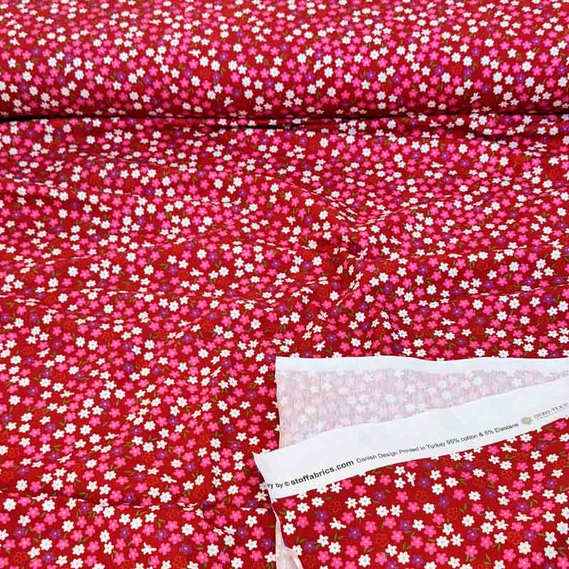 Bomuldsjersey med blandede små blomster motiver