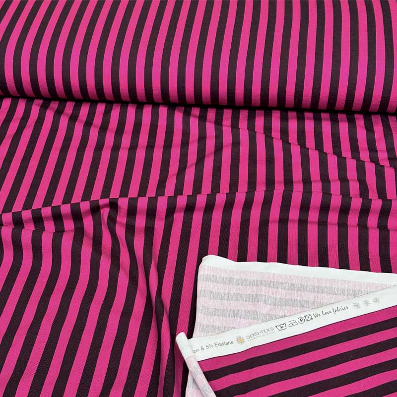 Bomuldsjersey med magenta striber