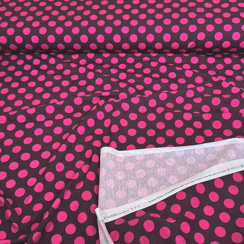 Bomuldsjersey med magenta prikker