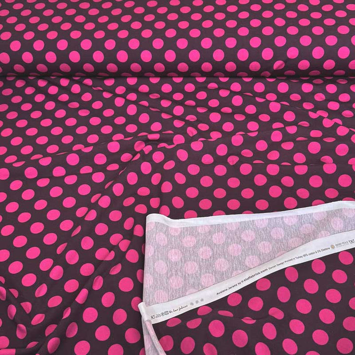 Bomuldsjersey med magenta prikker